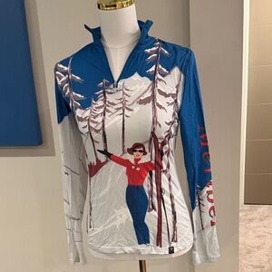 Blue and White Long Sleeve Women's Base Layer